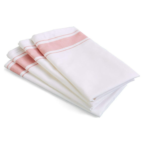 Kozy Kitchen Serviettes à Rayures Bistro, Serviette 100 % Coton 20 Po X 20 Po, Serviette en Tissu à Rayures Bleue Ou Rose (Rose, 8)