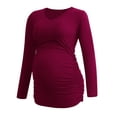 thumbnail image 4 of V Neck Long Sleeve Pregnancy Tops Shirts Maternity Clothes for Women 3-Pack, 4 of 7
