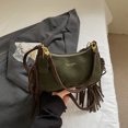 thumbnail image 4 of Bolso Vintage para Axila Retro Gamuza Sintética Mujer Con Borla () Verde, 4 of 9