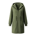 thumbnail image 7 of VSSSJ Women's Zip Up Long Hoodie Jacket Fall Casual Long Sleeve Adjustable Drawstring Waist Hooded Sweatshirt Outerwear with Pockets Army Green M, 7 of 7