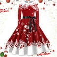 thumbnail image 1 of Vestidos de Verano Para Mujer Vestido de Navidad de Manga Larga Con Cuello Redondo y Lazo Vestido Elegante de Fiesta Con Cintura En A, 1 of 3