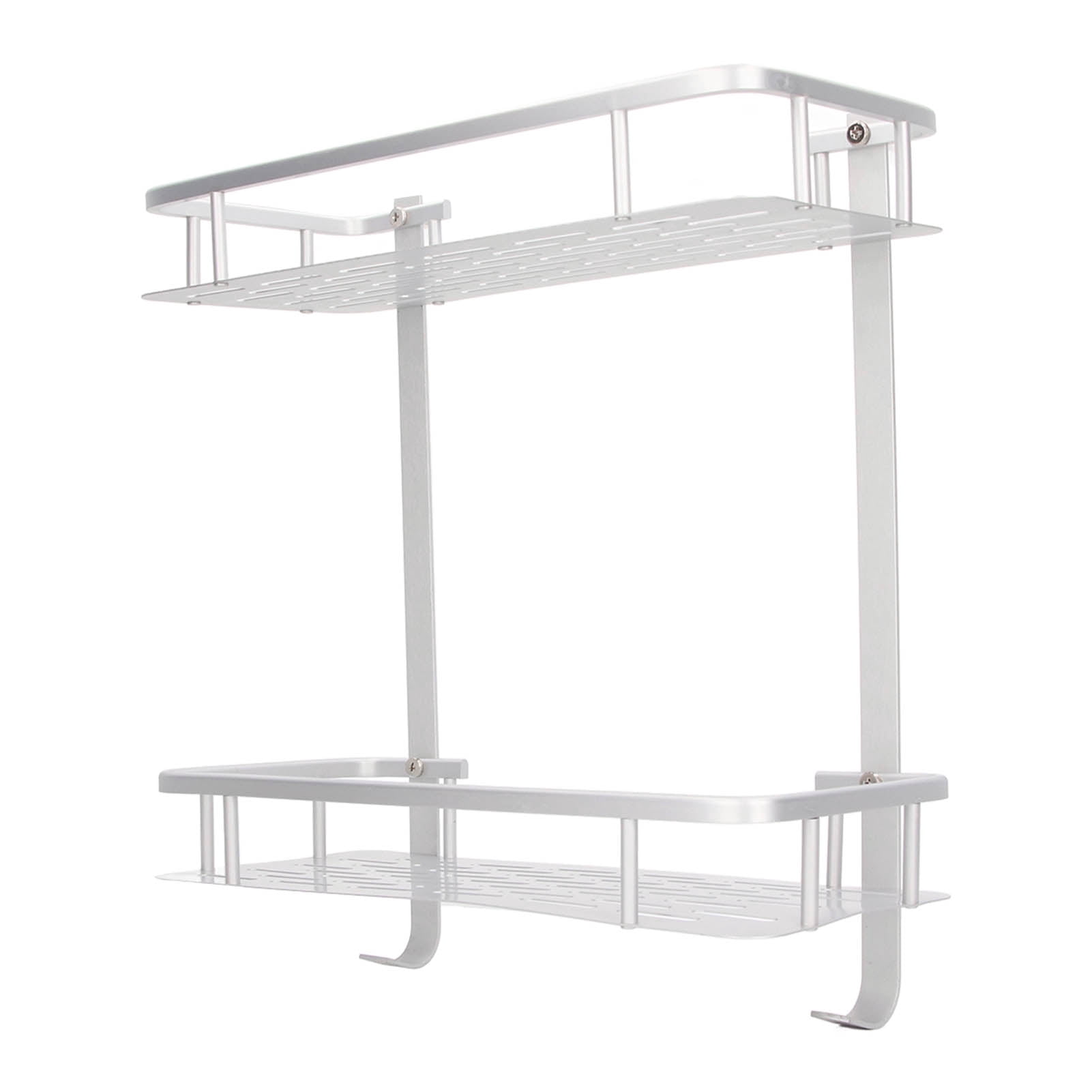 Aluminum Alloy Storage Shelves, Wear Resistant Wall Mounted Shelves Bearing Capacity With Hooks For Kitchen