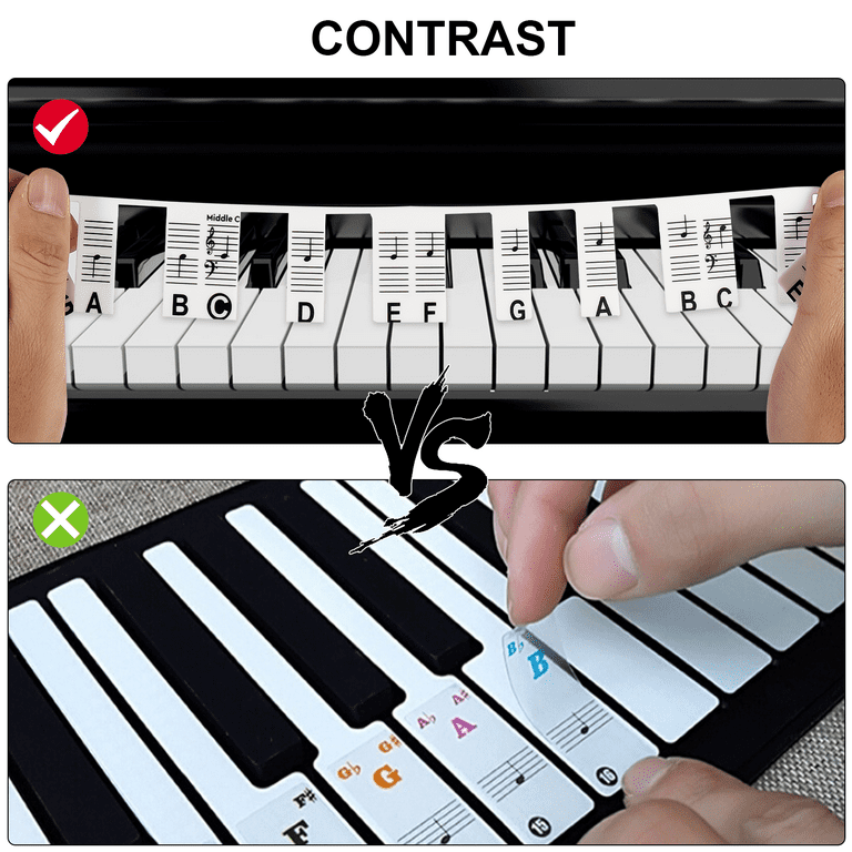 Piano Notes Guide Removable Learn Note Label for 88-key Full Size, Made of  Silicone Better Than Stickers 