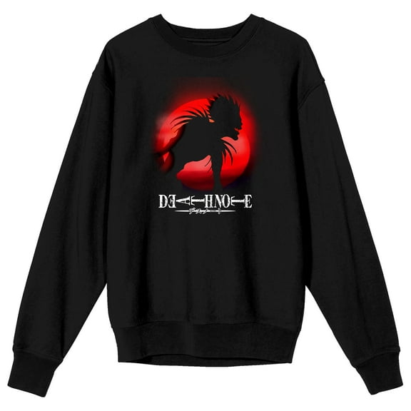 Death Note Ryuk Silhouette Adult Black Crew Neck Long Sleeve Sweatshirt-Medium