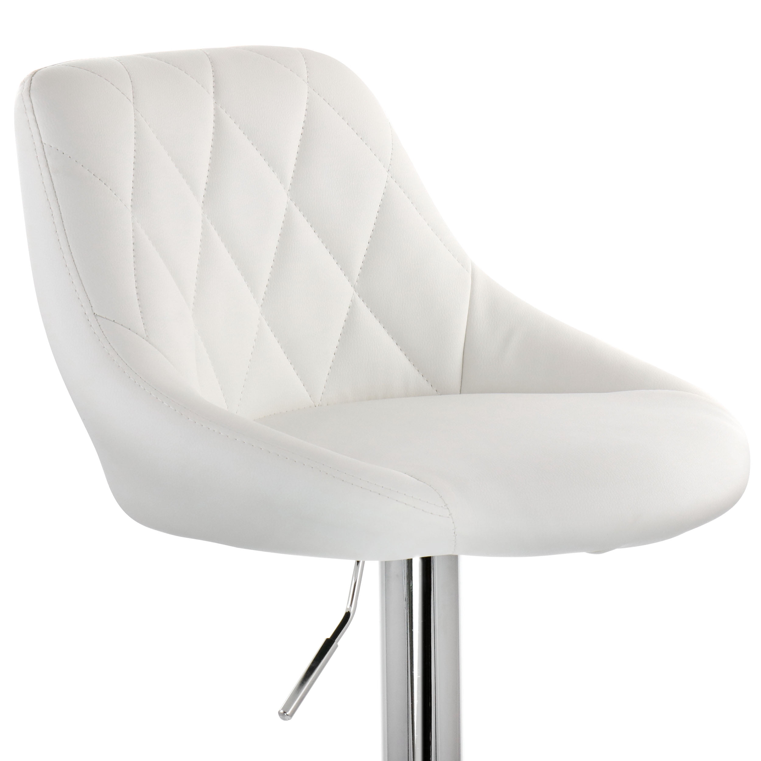 Elama Bar Stool with Adjustable Height & Swivel, White and Chrome, Set of 2