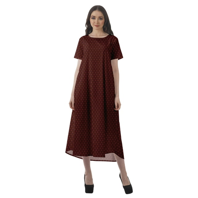 Moomaya Robes d'Été Imprimées pour Femmes à Manches Courtes en Coton Flex Robe de Soirée