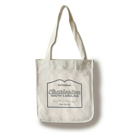 Charleston Lantern (Charleston, South Carolina - Now Entering (Blue) - Lantern Press Artwork (100% Cotton Tote Bag -)