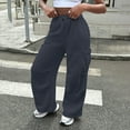 thumbnail image 3 of Womens Wide Leg Sweatpants High Baggy Pants Fashion Teen Girl Drawstring Athletic Joggers, 3 of 18