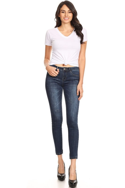 Cali Chic Juniors' Skinny Jeans Celebrity Distressed Mid Rise Full