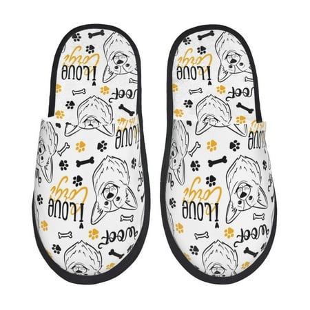 

Slippers for Women Men Minimalist Cute Corgi Dog Warm Womens Mens House Shoes Bedroom Slippers Fuzzy Memory Foam Slippers Winter House Indoor Shoes Aesthetic Dorm Slippers
