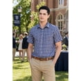 thumbnail image 3 of Mens Plaid Button Down Shirts Regular Fit Mens Short Sleeve Shirts Men Dress Shirt Oxford Collar Blue, 3 of 9