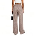 thumbnail image 4 of Lumtrix Womens Gingham Pants 2026 Cotton Linen Drawstring Wide Leg Lounge Pants Cute Casual Trousers with Pockets Brown L, 4 of 7