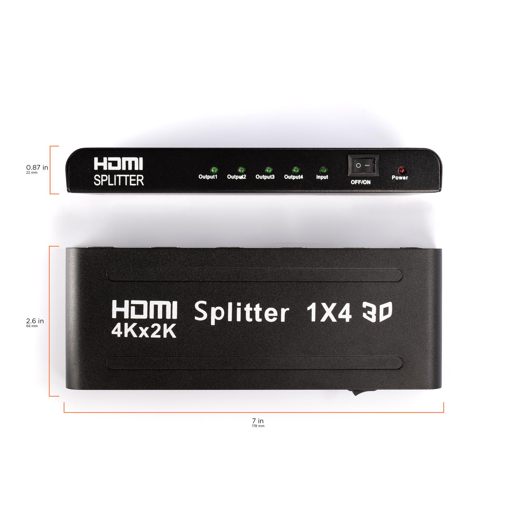 THE CIMPLE CO - HD 1080P HDMI Splitter with High Speed HDMI Cable - 4 Port 1x4 2K, 4K, 3D