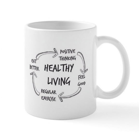 CafePress - Healthy Living Mugs - 11 oz Ceramic Mug - Novelty Coffee Tea Cup