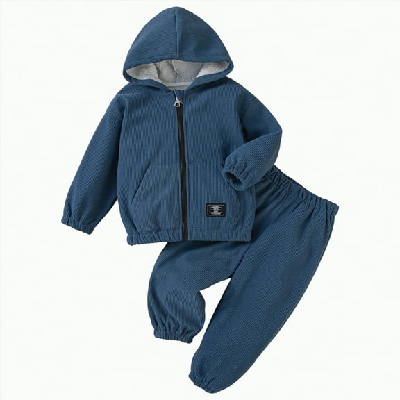 Futezty Toddler Boys Girls Clothes Fall Winter Outfit Sets, Baby Outfits Long Sleeve Round Neck Stripe Stretch 6M 12M 18M 2T 3T 2Pcs Set Hoodie