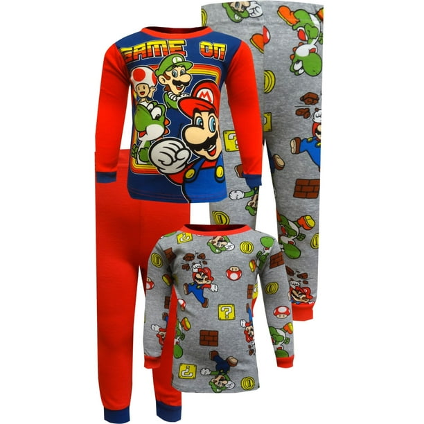 Super Mario Bros. Super Mario Game On! 4 Piece Cotton Pajamas Size 4