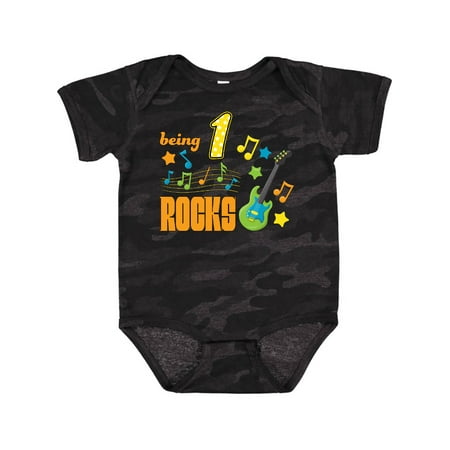 

Inktastic Being One Rocks- first birthday Gift Baby Boy or Baby Girl Bodysuit