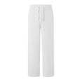 thumbnail image 6 of DeHolifer Women's Sweatpant Wide Leg Casual Solid Color High Waist Baggy Drawstring Pants with Pockets White S, 6 of 7
