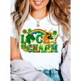 thumbnail image 1 of Lucky Charm Letter Print T-Shirt, Three-Leaf Clover Rainbow T-ShirtFather's Day, Mother's Day, New YCamisetas de verano para mujer, manga corta, cuello redondo, casual, lindo, con gráficos, camisetas, 1 of 7