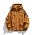 thumbnail image 5 of Husipze Rain Jacket Men Lightweight Waterproof Raincoat Zip Up Windbreaker Athletic Coats with Hood Mens Casual Jacket for Outdoor Sports Gold L, 5 of 6