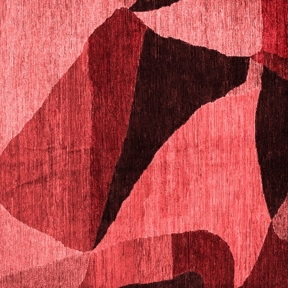 Ahgly Company Machine Washable Indoor Square Oriental Red Modern Area Rugs, 6' Square