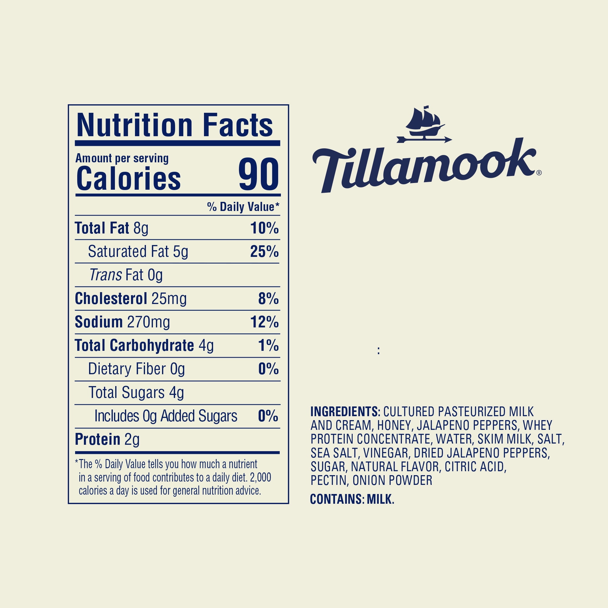 Tillamook Fresh Jalapeno Honey Cream Cheese Spread, 7 oz Tub