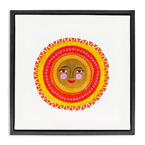 Stupell Industries Bold Bohemian Sun Black Framed Floater Canvas Wall Art, design by Katherine Herrell Studio