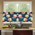 thumbnail image 4 of Yayeee Kitchen Curtains Tier Set of 2 Light Filtering 57"x24" Over Sink Window Panels, Blue Cubes, 4 of 7