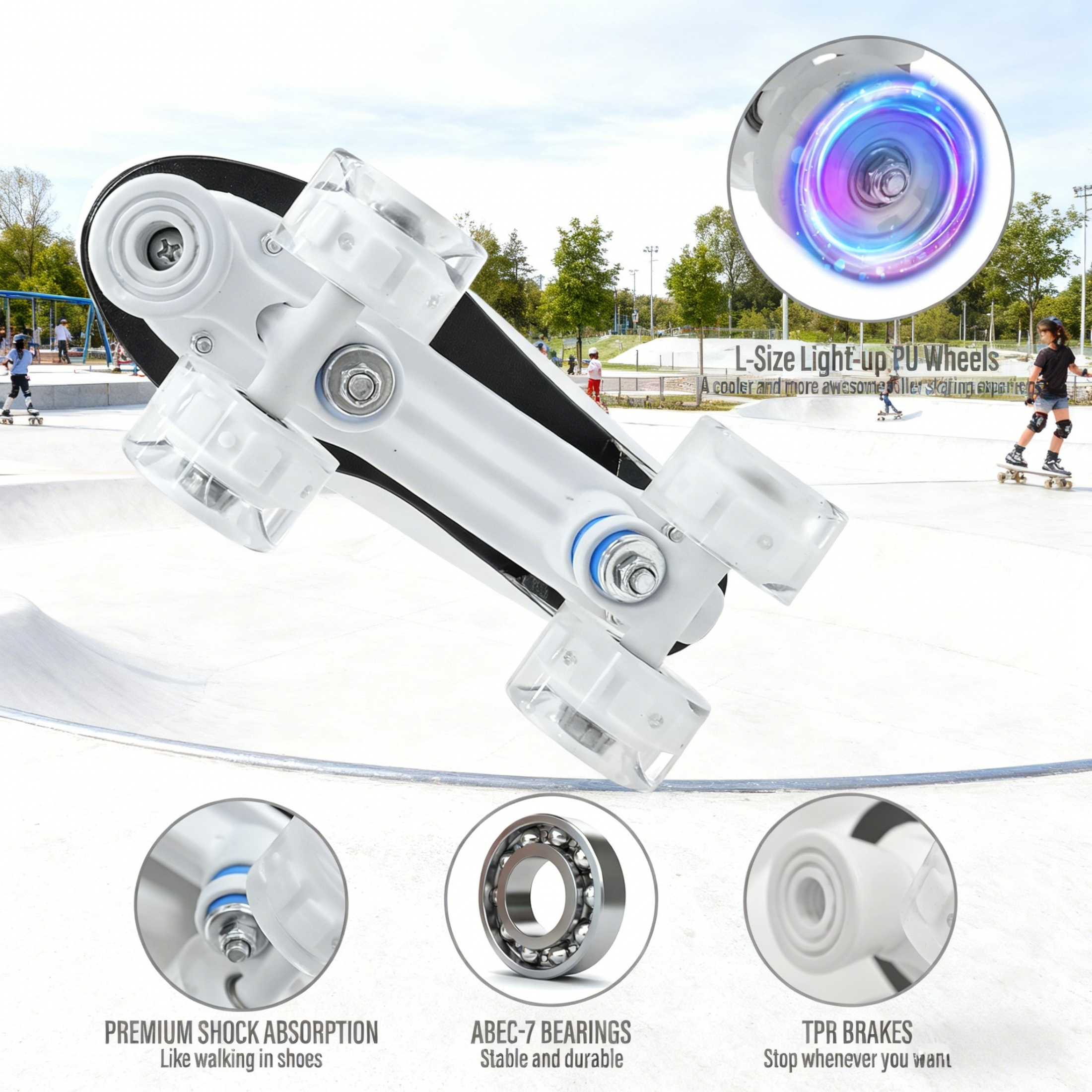 JZY Quad Roller Skates with Light-Up Wheels,High-Top Design for Women, Men & Teens
