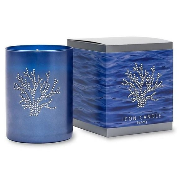 Primal Elements  Coral 9.5 oz. Icon Candle in Blue Glass