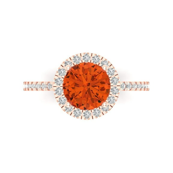 Solitaire with Accents Engagement Ring for Women - 1.8ct Simulated Red Diamond in 14K Rose Gold Promise Ring