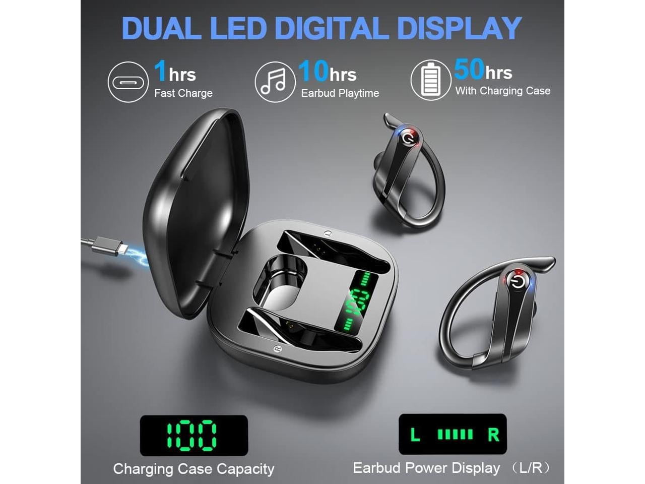 Wireless Earphones Bluetooth Headphones Noise Reduce Natural Sound Durable Battery Sweatproof Earbuds