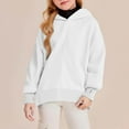thumbnail image 7 of UACY Teen Girls Fleece Split Hoodies Kids Plain Oversized Loose Pullover Thumb Hole Hooded Sweatshirts Cute Warm Clothes (White, 7-8 Years), 7 of 7