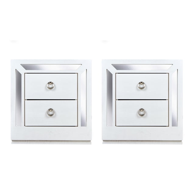Set de 2 Buros Emilia Blanco y Plata - Kessa Muebles
