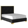 thumbnail image 1 of Contemporary Velvet and Metal 60" Queen Bed - Black and Gold, 1 of 7