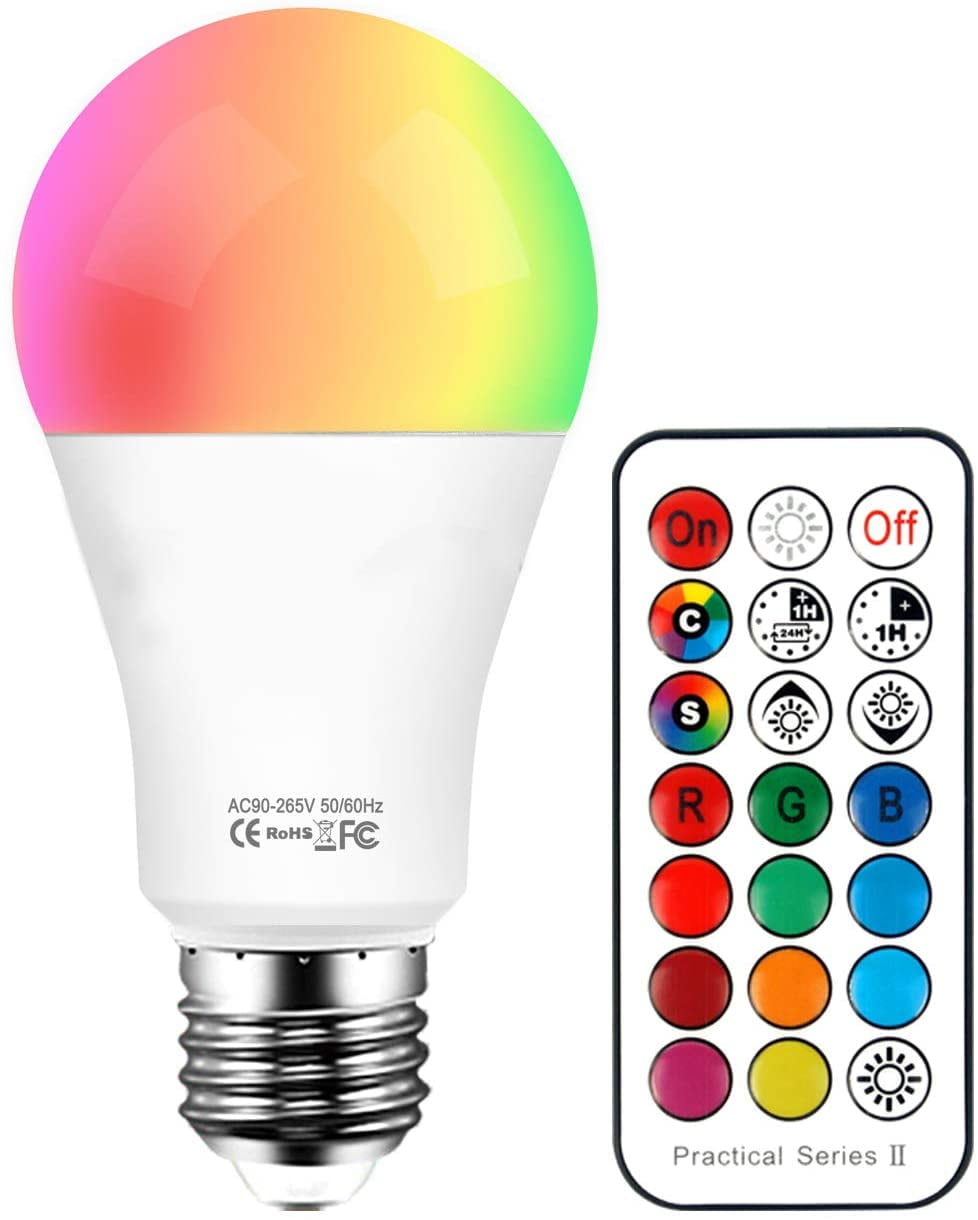 10 W Day White Rgb E27 Edison Screw Rgbw Led Bulb Dimmable With Remote Control Energy Class A Walmart Com 