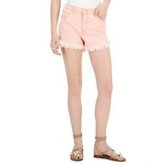 INC International Concepts Womens High Rise Frayed Denim Shorts First Blush Wash 8
