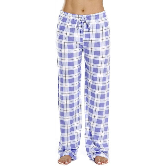 Elastic & Drawstring Waist Nightwear 100% Cotton Jersey Women Plaid Pajama Pants Sleepwear