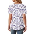 thumbnail image 4 of Fengqque 2025 Trendy Women's Round Neck Pleated Chest Short Sleeve Printed Pullover, 4 of 5
