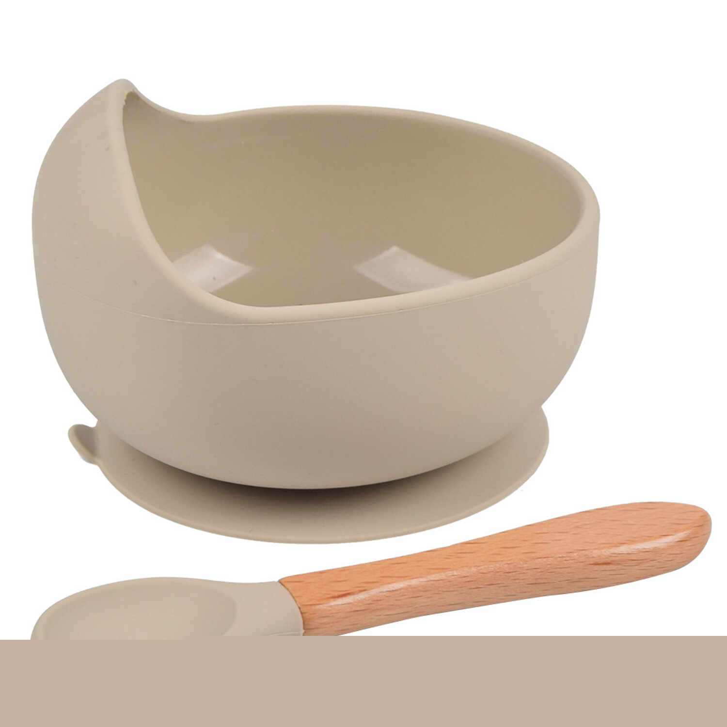 Beige-Gray, variant on Baby Bowls with Suction | Stay Put Silicone Food Bowl for Babies Kids Toddlers Infants | Food Grade Soft Safe BPA-Free Silicone