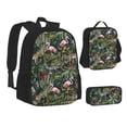 thumbnail image 2 of Naloa Flamingos And Palm Leaves Print Large Capacity Backpack Lunch Bag Pencil Case Combination 3 Piece Set for Student, 2 of 8