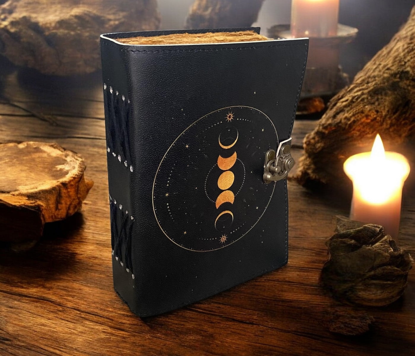 Blank Spell Book of Shadows Journal Grimoire Moon Phases Prayer Pagan Antique Witchcraft Supplies Wiccan Notebook Daily  7x5 inch 200 Pages