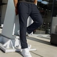 thumbnail image 4 of JUUYY Men's Lightweight Windbreaker Pants Straight Leg Elastic Drawstring Waist Moisture Wicking Casual Outdoor Quick Dry Trousers Black XXL, 4 of 6