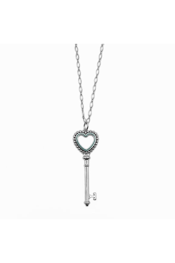 Pre-Owned TIFFANY & Co. Beaded Heart Key Necklace Pendant, SV925 Enamel Silver, Women's