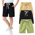thumbnail image 2 of YunPes 3 Pack Boys Mesh Athletic Shorts Kids Youth Basketball Shorts Cotton Linen Active Quick Dry Gym Sports French Terry Short, 2 of 4