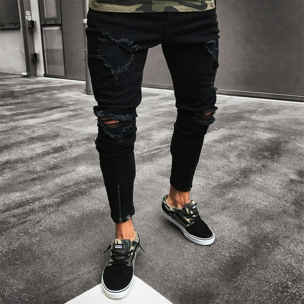 Negen over Klacht Men´s Ripped Jeans Super Skinny Slim Fit Denim Pants Destroyed Frayed  Trousers - Walmart.com