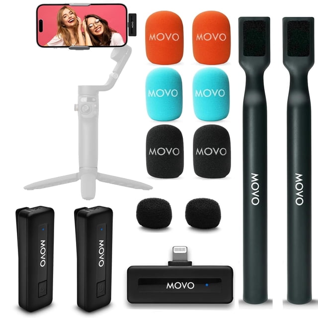Micrófonos Lavalier inalámbricos Movo Wireless Mini DI Duo