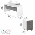 thumbnail image 3 of Echo 72W Bow Front L Shaped Desk with Drawers in White & Gray - Engineered Wood, 3 of 6
