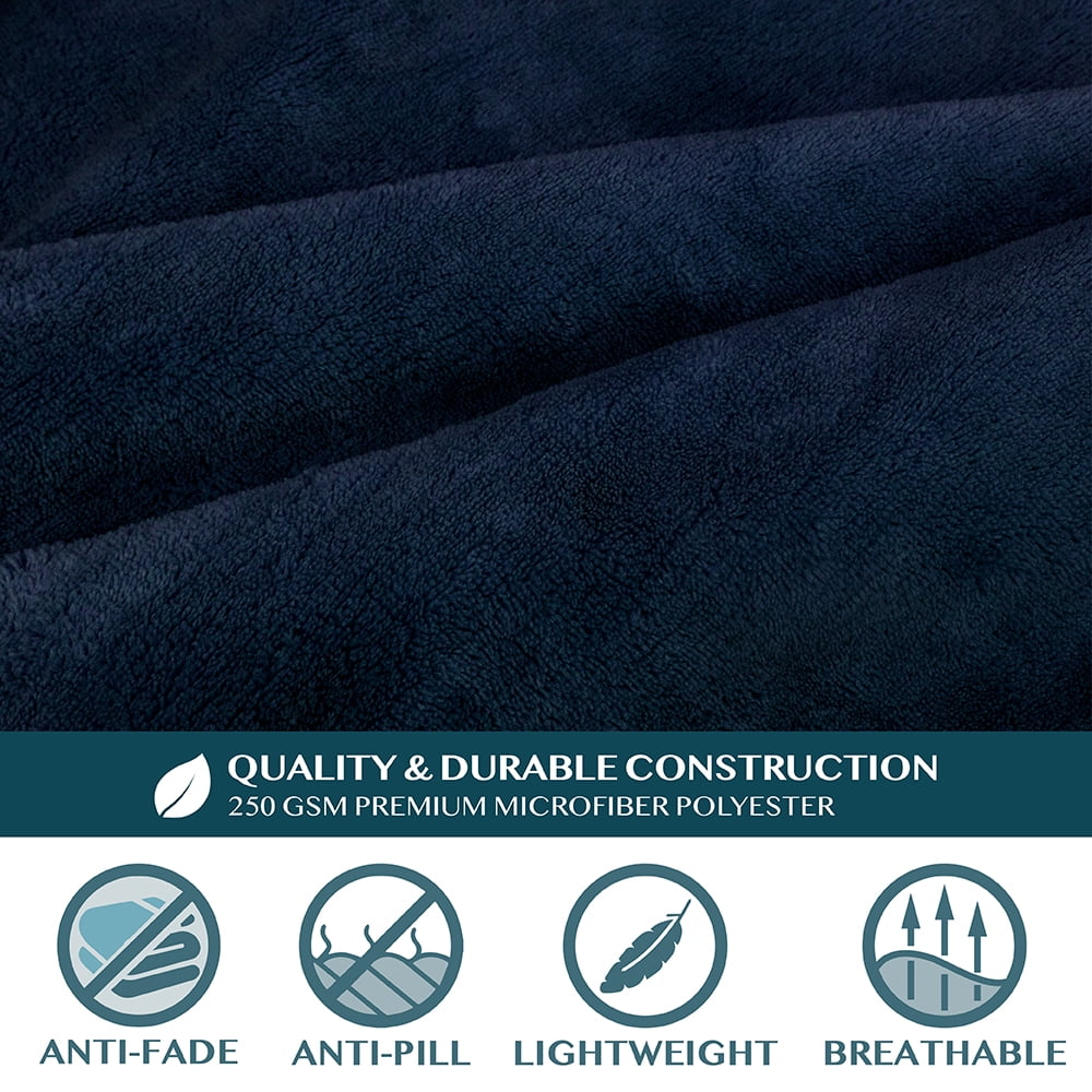 PAVILIA Navy Blue Fleece Wearable Blanket with Sleeves for Adults Women Men, Soft Warm Full Body Wrap Throw, Sweatshirt Pocket, Cozy Pullover Robe Blanket with Arm, Gifts for Christmas Mom Wife
