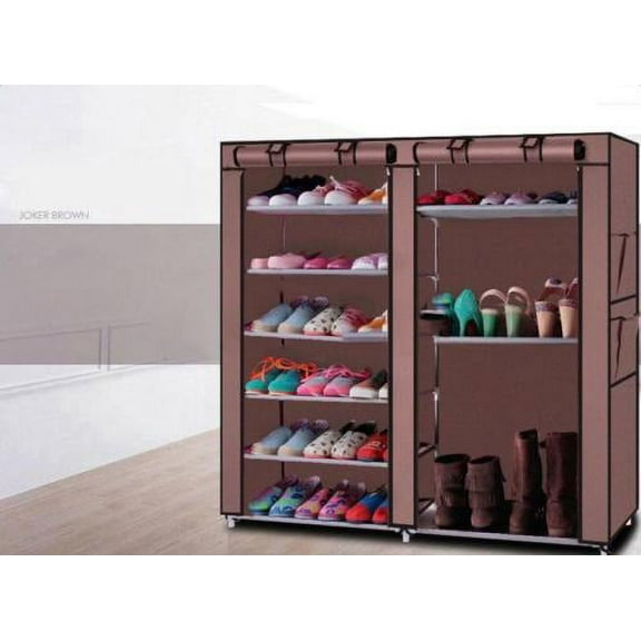 Zimtown 6 Tiers Shoe Rack Shoe Shelf Tower Portable 9 Grids Shoe Cabinet  27 Pairs Shoe Storage Organizer Space Saving with Non-woven Fabric Cover, Coffee